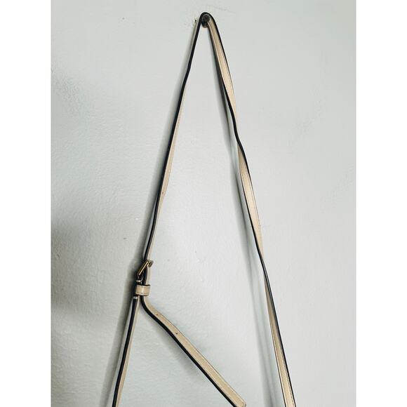 TORY BURCH Neutral White Leather Gold Chain Link Handle Shoulder Strap Bag Purse - Picture 4 of 10